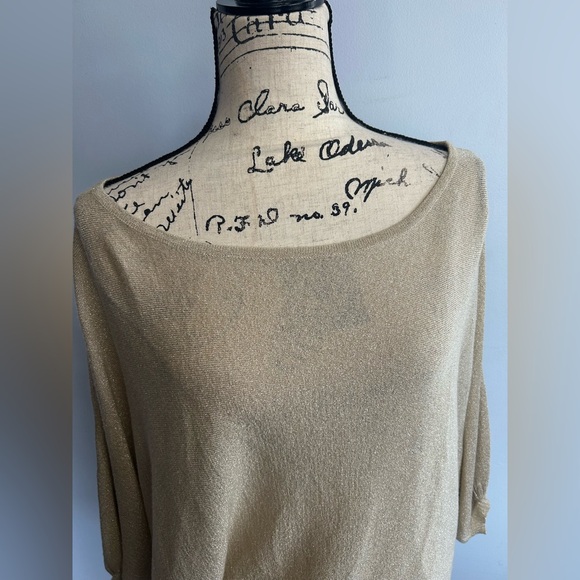 Express design studio blouse metallic gold shimmer oversized glamour holiday - Picture 5 of 13